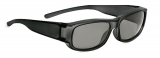 sluneční brýle přes brýle, vel. 60x39 mm, černé matné, hranatý tvar 